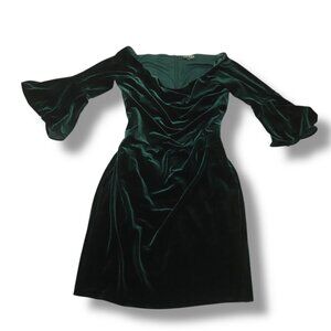 Lauren Ralph Lauren Womens Velvet Dress Dark Green Size 12